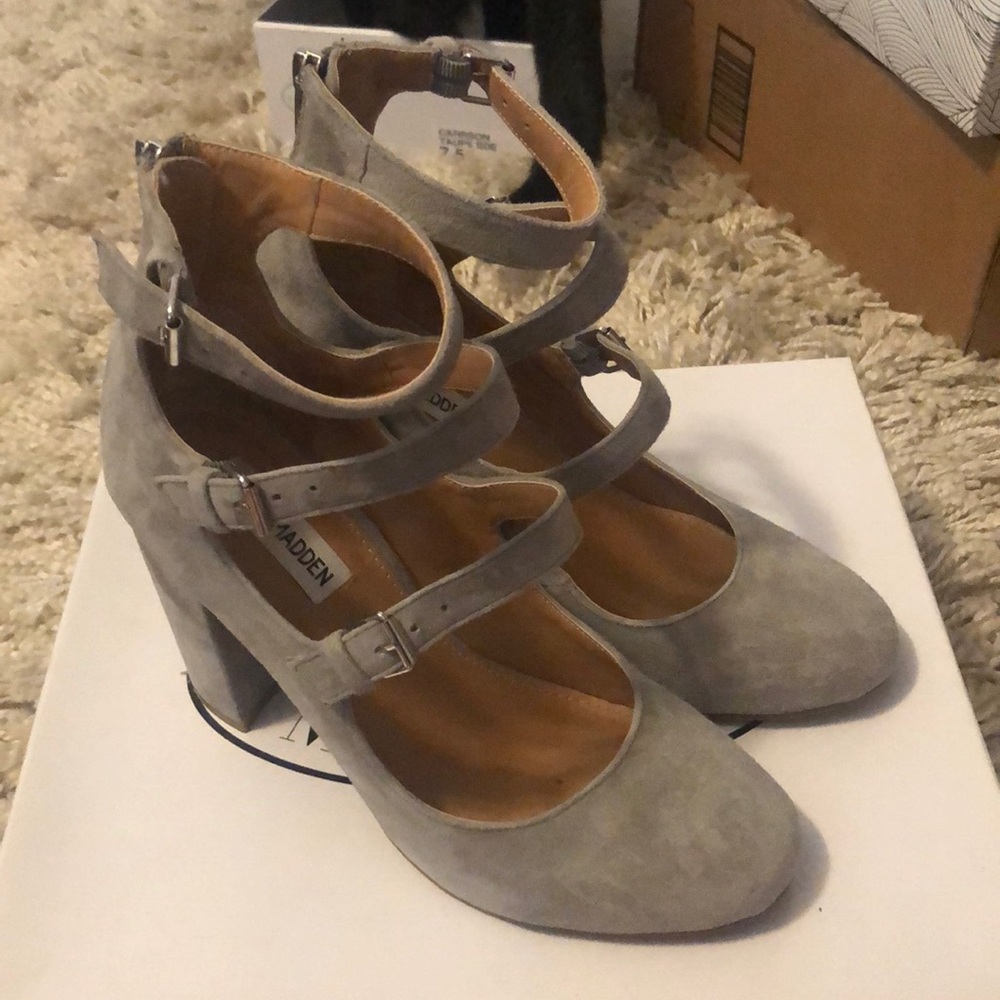 Triple Buckle Suede Heel